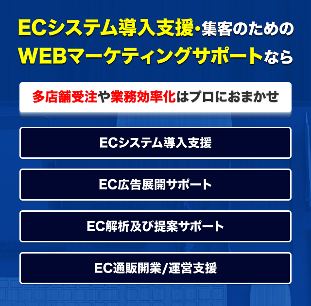 ECシステム導入支援・集客のためのwebマーケティングサポートなら